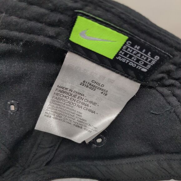 Nike Boy's Strapback Hat Black Size Child Embroidered Swoosh Logo - Picture 7 of 8